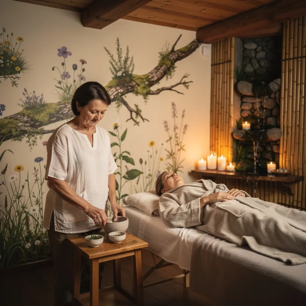 Veselības uzkodas un dzērieni, kas pasniegti skaistā vidē